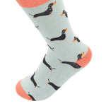 Women's Sausage Dog Socks | Bamboo | Duck Egg Blue