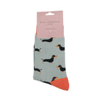 Women's Sausage Dog Socks | Bamboo | Duck Egg Blue