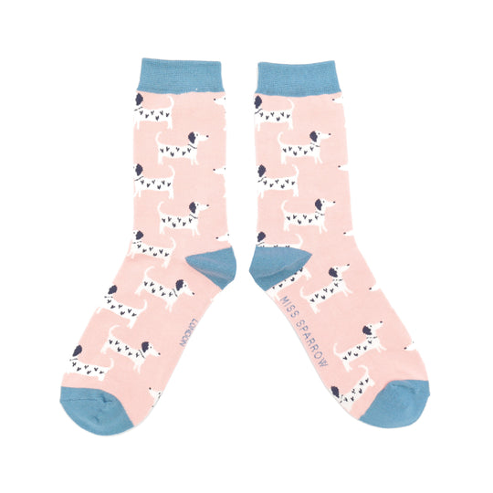 Women's Sausage Dog Socks | Bamboo | Dusky Pink