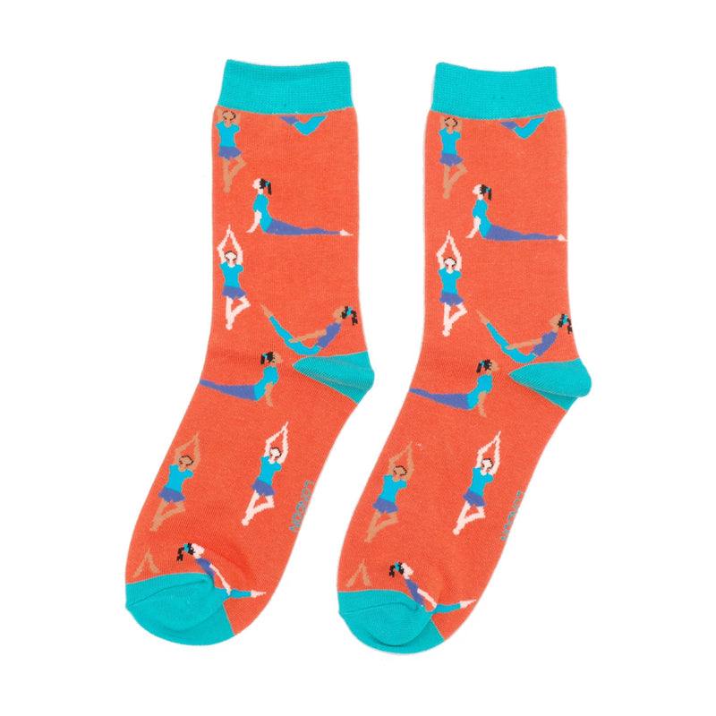 Women's Yoga Print Socks | Bamboo | Burnt Orange