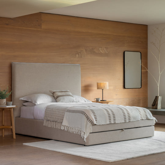 Naunton Fabric Bed with Drawer | Natural