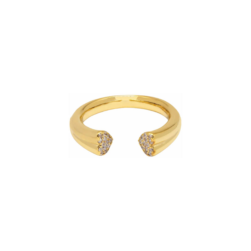 Open Heart CZ Ring | Gold Plate