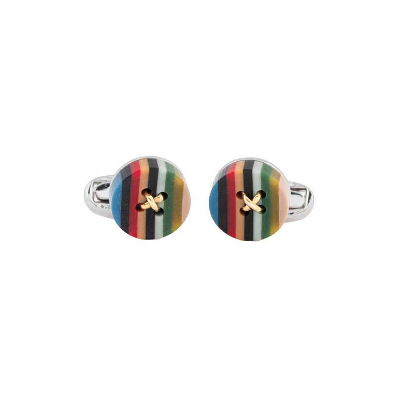 Men's 'Artist Stripe' Button Cufflinks | Set of 2 | Multicolour