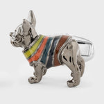 Men's 'Artist Stripe' French Bulldog Cufflinks | Set of 2 | Multicolour