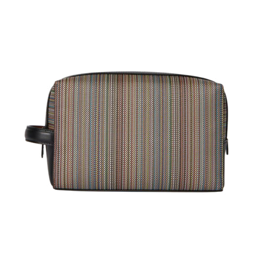 Men's Coated Canvas 'Signature Stripe' Wash Bag