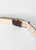 Men's Leather Belt with 'Signature Stripe' Keeper | Dark Brown