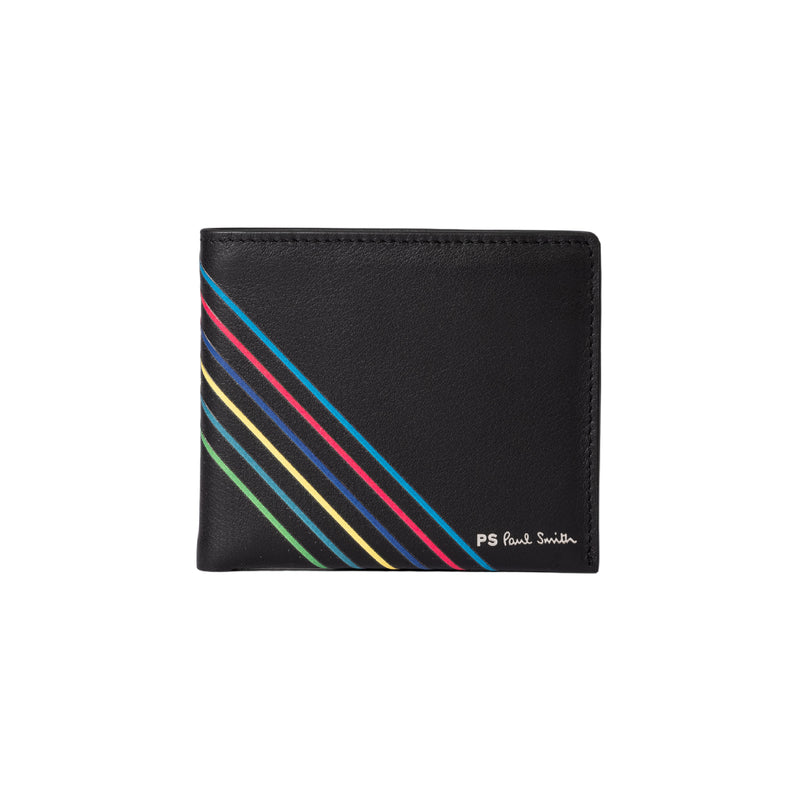 Men's Leather 'Sports Stripe' Billfold Wallet | Black