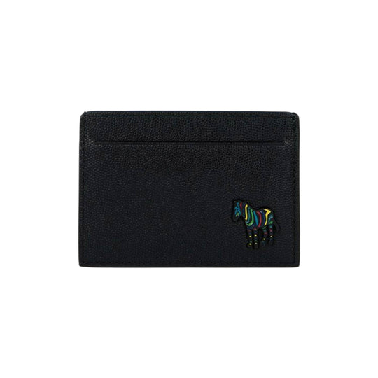 Men's Pebble Grain Leather 'Zebra' Card Holder | Black