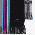 Men's Reversible Merino 'Sports Stripe' Scarf | Black & Grey