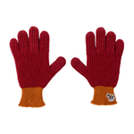 Men's Ribbed Lambswool 'Zebra' Gloves | Red & Orange