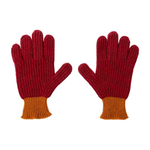 Men's Ribbed Lambswool 'Zebra' Gloves | Red & Orange