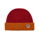 Men's Ribbed Lambswool 'Zebra' Beanie | Red