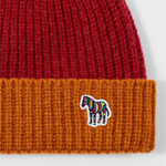 Men's Ribbed Lambswool 'Zebra' Beanie | Red