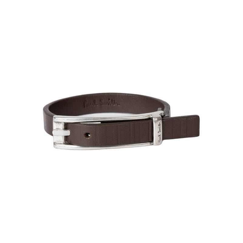 Men's Leather 'Shadow Stripe' Bracelet | Dark Brown