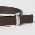 Men's Leather 'Shadow Stripe' Bracelet | Dark Brown
