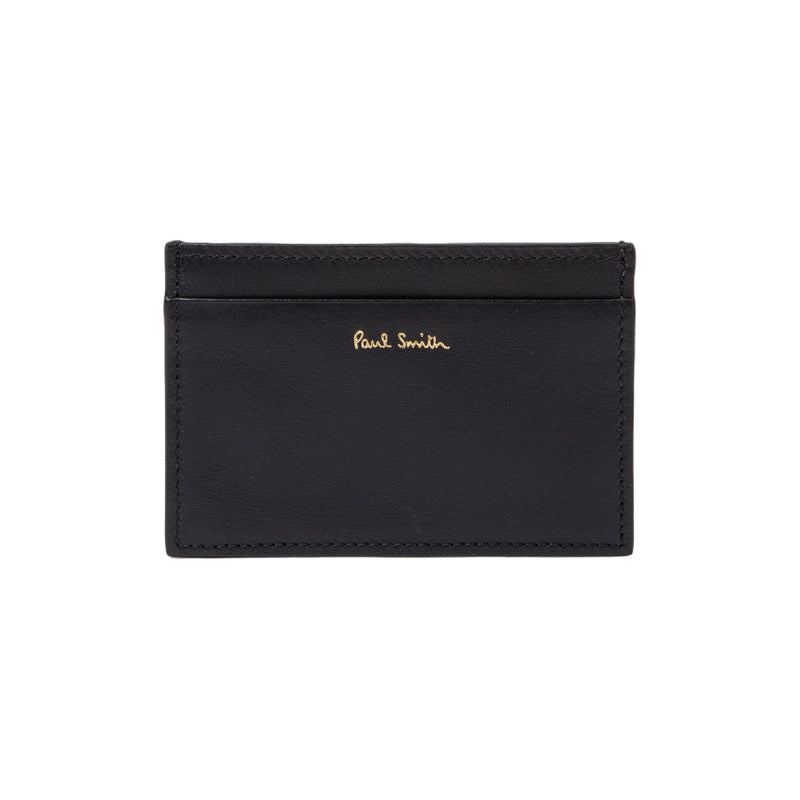 Men's Leather 'Signature Stripe' Card Holder | Black