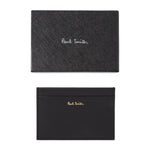 Men's Leather 'Signature Stripe' Card Holder | Black