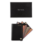 Men's Leather 'Signature Stripe' Pivot Card Holder | Black