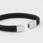 Men's Two Tone Braided Leather Bracelet | Black