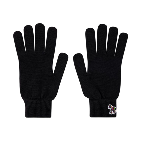 Men's Wool Knit 'Zebra' Gloves | Black