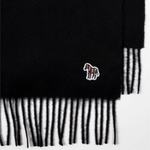 Men's Woven Lambswool 'Zebra' Scarf | Black