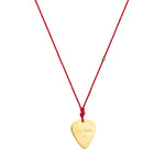 Plectrum Necklace | Gold with Red Silk Rope