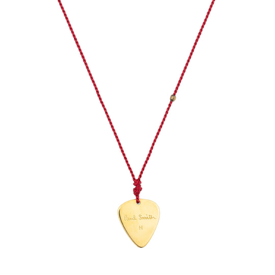 Plectrum Necklace | Gold with Red Silk Rope