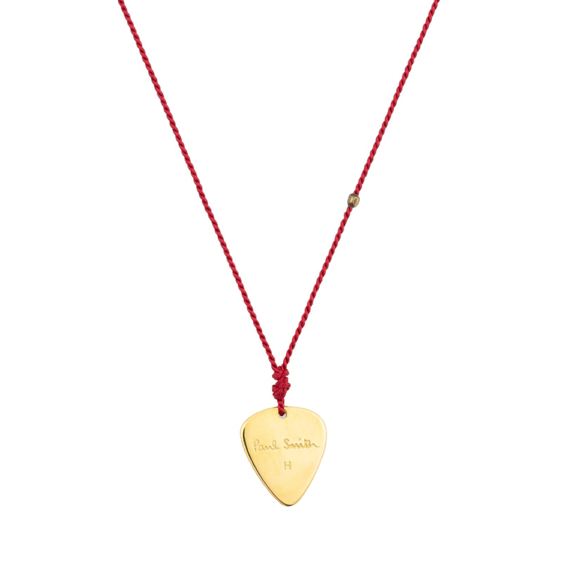 Plectrum Necklace | Gold with Red Silk Rope