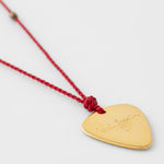 Plectrum Necklace | Gold with Red Silk Rope