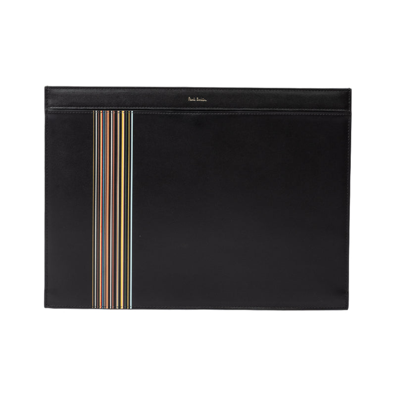 Men's Leather 'Signature Stripe' Document Case | Black