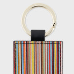 Leather 'Signature Stripe' Keyring | Multicolour