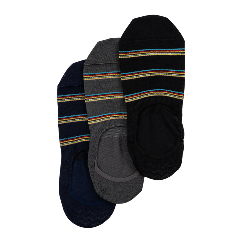 Men's 'Signature Stripe' Loafer Socks | Navy/Grey/Black | Set of 3