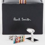 Men's 'Signature Stripe' Logo Cufflinks | Set of 2 | Multicolour