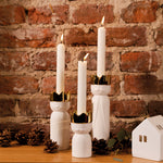 Balthasar Candlestick Holder | White/Gold | 21cm