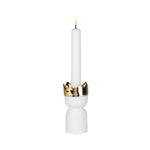 Caspar Candlestick Holder | White/Gold | 12cm