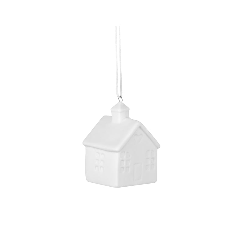 Hanging House Christmas Tree Ornament | White