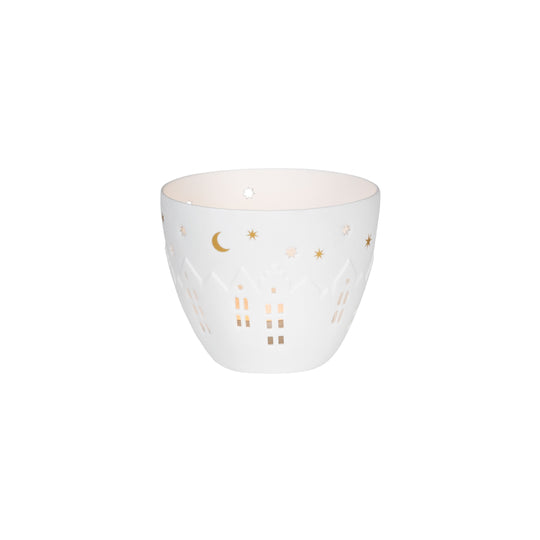 Mini Poetry House Tealight Holder | White/Gold | 6.6cm