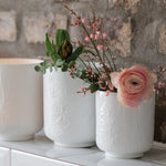 Poetry Floral Tealight Holder | White | 10cm