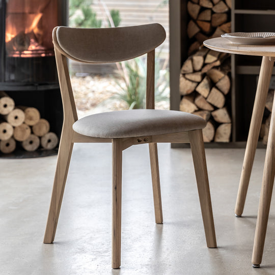 Hatfield Retro Upholstered Dining Chairs | Natural Oak | Set of 2