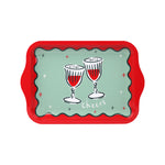 Bon Noel 'Cheers' Scalloped Serving Tray | Red & Green | 24cm