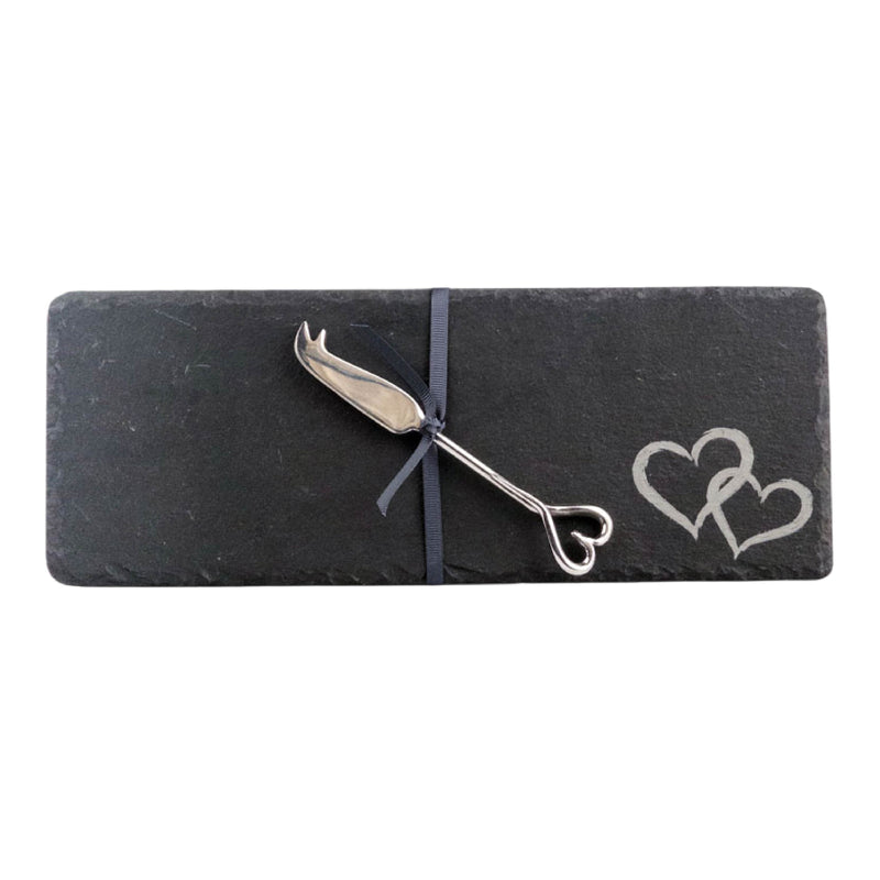 Mini Slate Cheese Board & Knife Set | Love Heart
