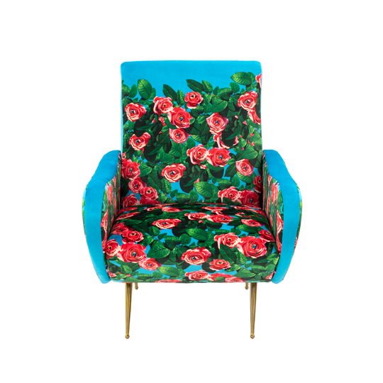 Roses Padded Armchair | Seletti Wears Toiletpaper | Blue