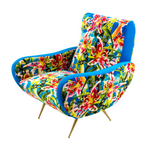 Flowers with Holes Padded Armchair | Seletti Wears Toiletpaper | Blue