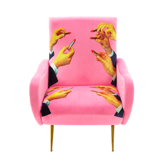 Lipsticks Padded Armchair | Seletti Wears Toiletpaper | Pink