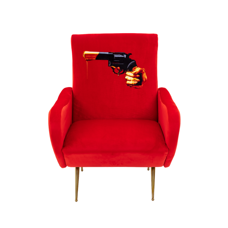 Revolver Padded Armchair | Seletti Wears Toiletpaper | Red