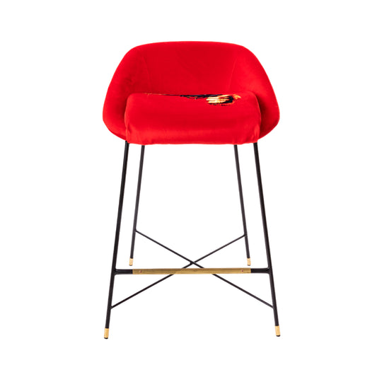 Revolver Padded High Bar Stool | Seletti Wears Toiletpaper | Red