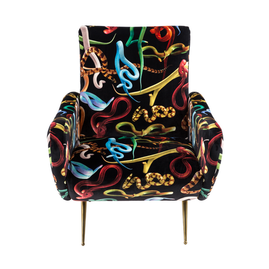 Snakes Padded Armchair | Seletti Wears Toiletpaper | Black