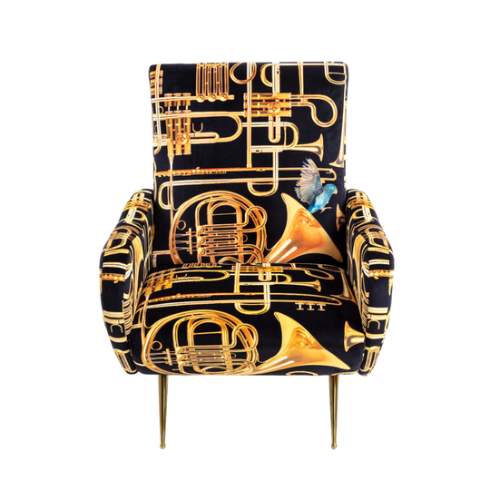 Trumpets Padded Armchair | Seletti Wears Toiletpaper | Black