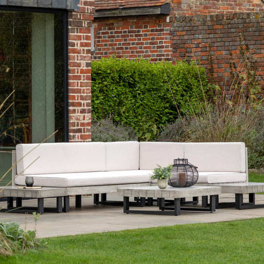 Outdoor Taranto Small Corner Lounge Set | Black & Grey