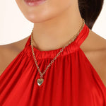 Card Heart Pendant Necklace | Gold Plated | 42cm